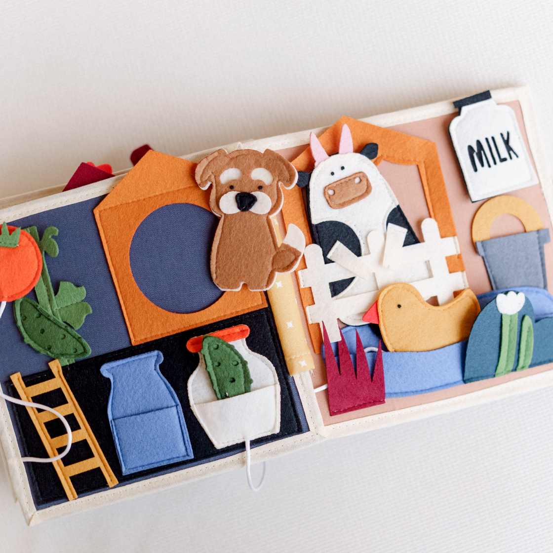 quiet book toddler farm, religious baby gift, felt farm travel book